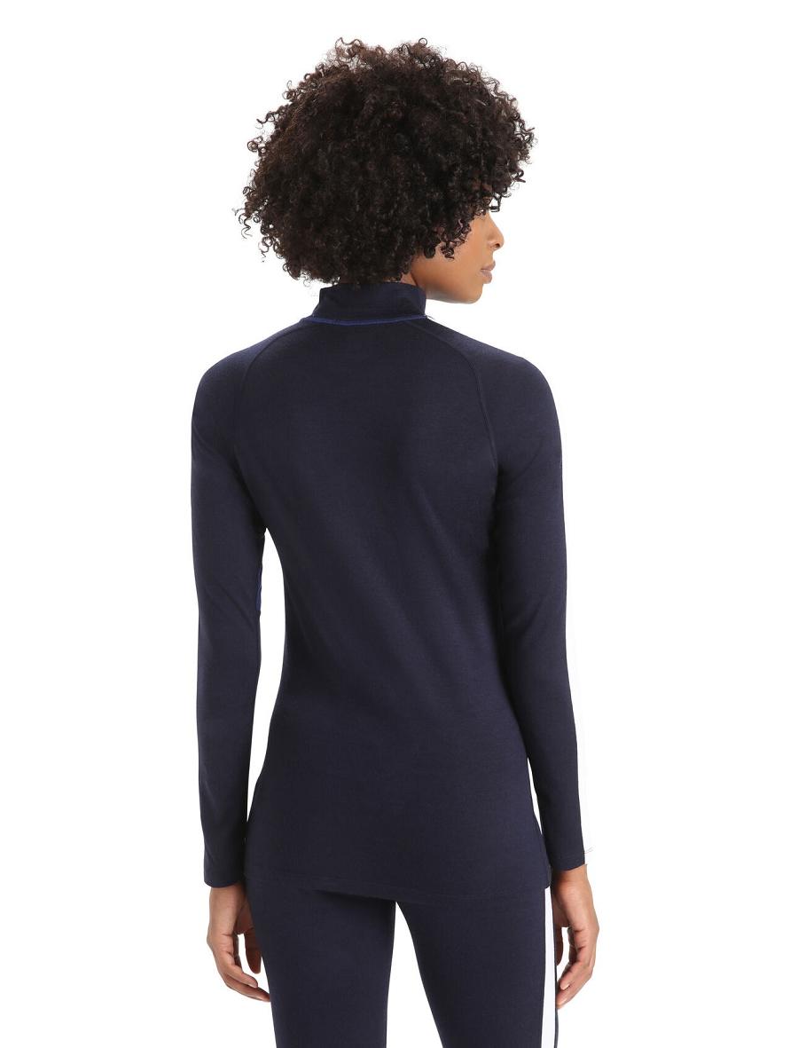 Icebreaker Merino 200 Sonebula Long Sleeve High Neck Thermal Top Naisten Base Layers Laivastonsininen Kuninkaallinen Sininen Laivastonsininen | FI 1857ILHS